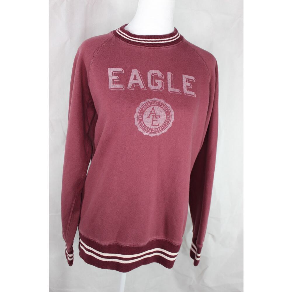 Vintage American Eagle sweatshirt spell out logo collegiate burgundy y2k 90s S